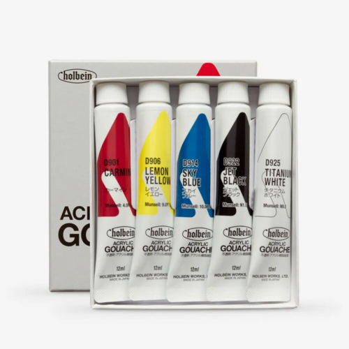 Holbein Acrylic Gouache Mixing Set of 5x12ml (D991)