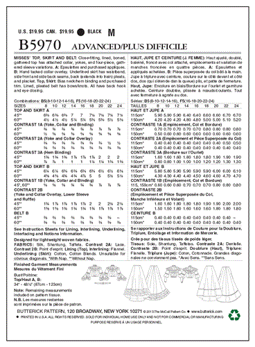 Butterick Pattern 5970 Misses' Top and Skirt
