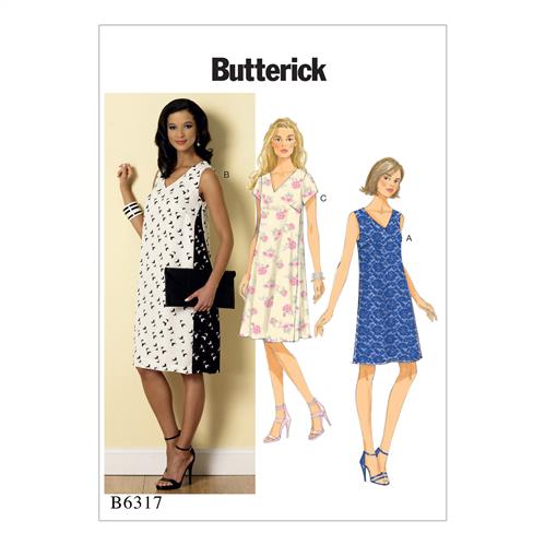 Butterick Pattern 6317 Misses' Pullover V-Neck Dresses The
