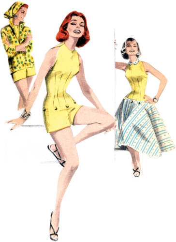 Butterick Sewing Pattern 1950s Misses' Playsuit, Blouse and Skirt B6989