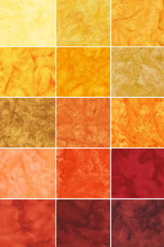 Robert Kaufman 2.5in Strips Prisma Dyes Lava Flow 40pcs/bundle