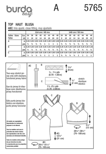 Burda Style Sewing Pattern 5765 Misses' Tops