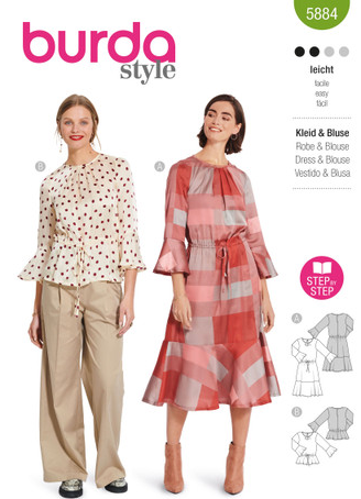 Burda Style Sewing Pattern 5884 Misses' Blouse Dress The