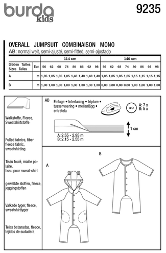 Burda Style Sewing Pattern 9235 Babies' Jumpsuit