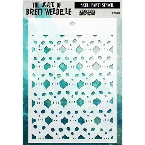 Stampers Anonymous Brett Weldele Stencil - Skull Party