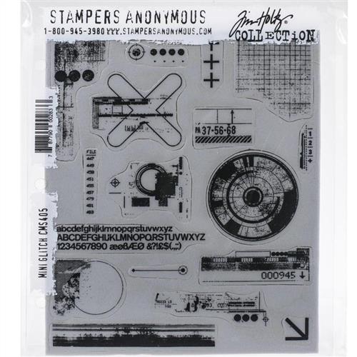 Stampers Anonymous Tim Holtz Cling Stamps 7"X8.5" - Mini Glitch