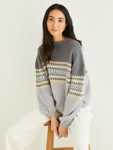 Sirdar 10309 Fair Isle Placement Sweater -Knitting Pattern / Kit