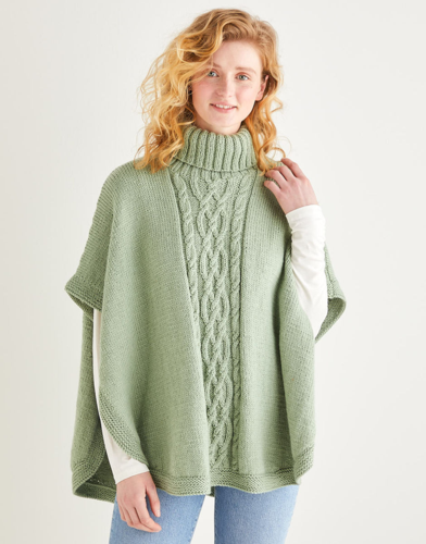 Sirdar 10163 Roll Neck Poncho - Knitting Pattern 