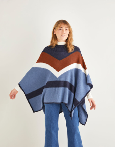 Sirdar 10205 Colour-Block Poncho Knitting Pattern / Kit