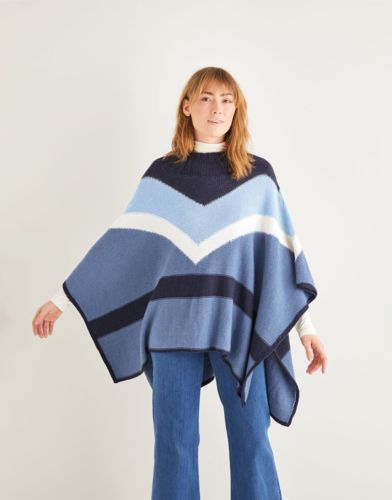 Sirdar 10205 Colour-Block Poncho Knitting Pattern / Kit