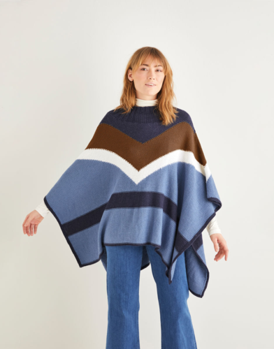Sirdar 10205 Colour-Block Poncho Knitting Pattern / Kit
