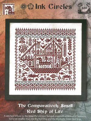 Ink Circles Cross Stitch Pattern - Comparatively Small Red Ship of Life