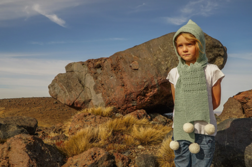 Lisa F LC32 - Chloe Hooded Scarf - Knitting Pattern / Kit