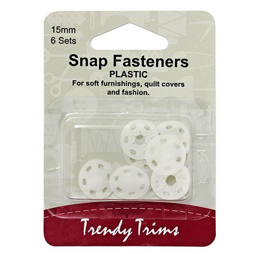 Trendy Trims Snap Fasteners - Plastic 15mm 6/Pkg