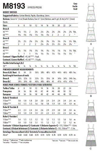 McCalls Pattern 8193 Misses' Dresses