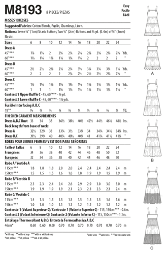 McCalls Pattern 8193 Misses' Dresses