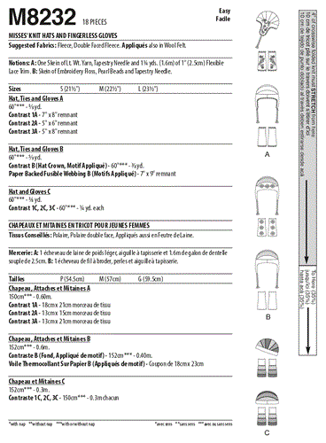 McCalls Pattern 8232 Misses' Knit Hats and Fingerless Gloves