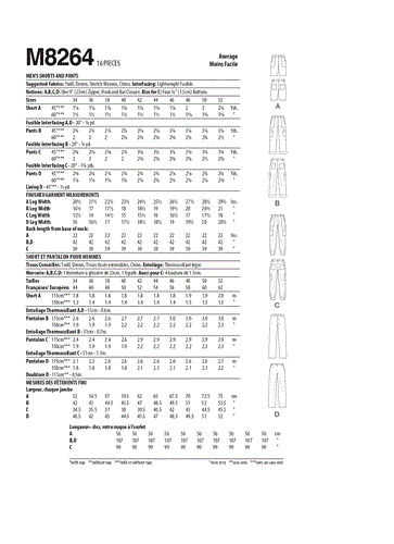 McCalls Pattern 8264 Men's Shorts and Pants