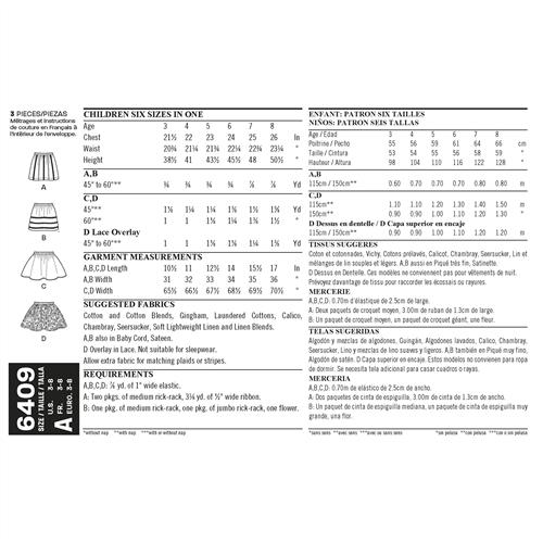 New Look Pattern 6409 Child's Pull-On Skirts