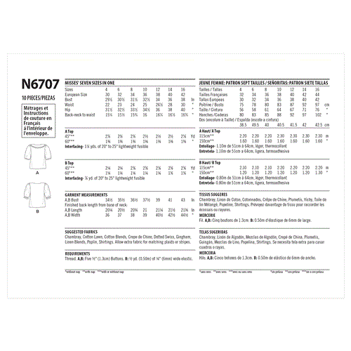 New Look Pattern 6707 Misses' Tops