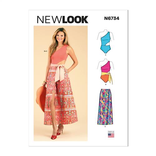 New Look Pattern 6734 Misses' Swimsuit and Wrap Skirt