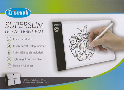 Triumph Led Light Pad A3 White 345mm x 470mm x 5mm, Adjustable Illumination
