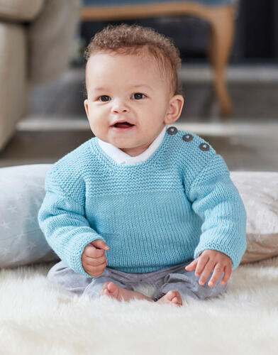 Sirdar Baby Plain Jumper in Snuggly Cashmere Merino Knitting