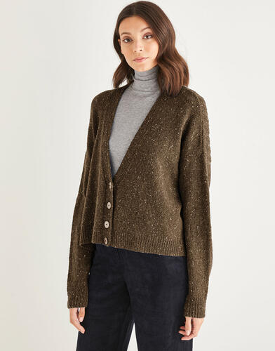 Sirdar V Neck Short Sleeve Cardigan Sirdar Women's Mock Cable V