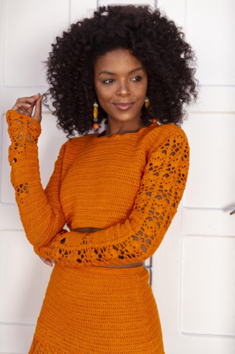 Circulo Crochet Pattern/Kit - Orange Skirt Top Set