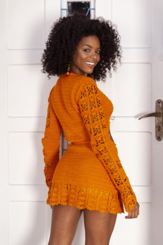 Circulo Crochet Pattern/Kit - Orange Skirt Top Set