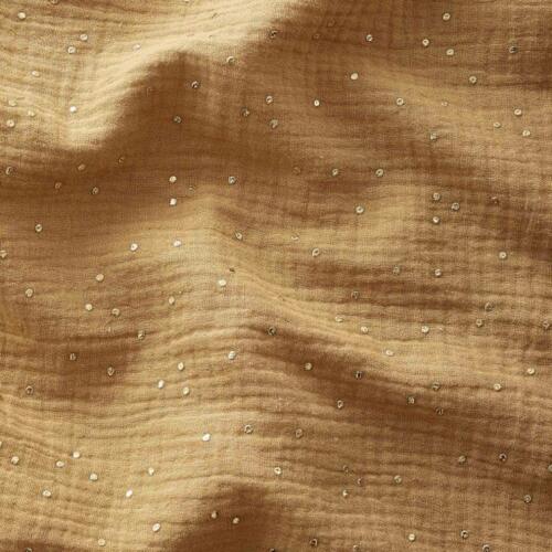 Domotex Double Gauze Glitter 100% Cotton - 130gsm Camel with Spots