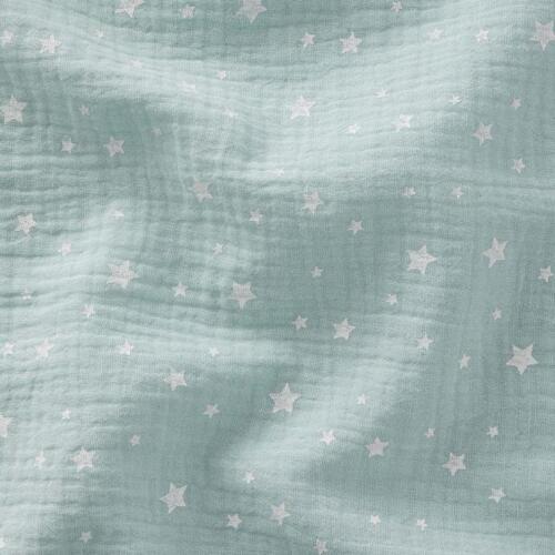 Domotex Printed Double Gauze 100% Cotton - 130gsm Stars - Mint Green