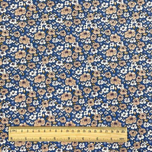 Domotex 100% Cotton - 115gsm Blue & Beige Flowers