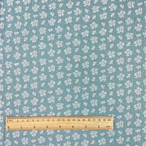 Domotex Printed Double Gauze 100% Cotton - 130gsm Leaves - Blue