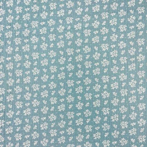 Domotex Printed Double Gauze 100% Cotton - 130gsm Leaves - Blue