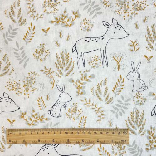 Domotex 100% Cotton - 115gsm Deer & Bunny Neutral