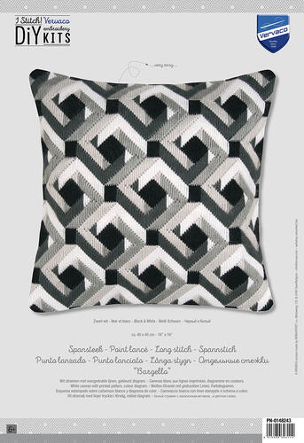 Vervaco  Long Stitch Cushion Kit - Black & white