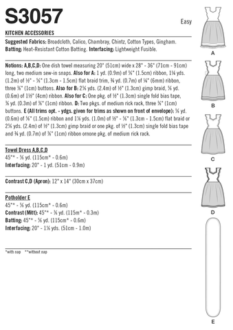 Simplicity Sewing Pattern Kitchen Accessories S3057