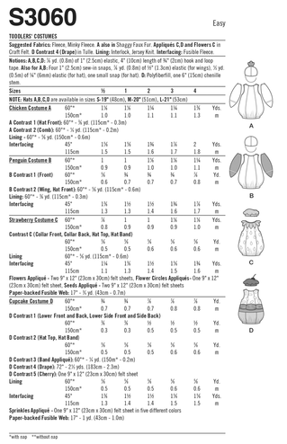 Simplicity Sewing Pattern Toddlers' Costumes S3060