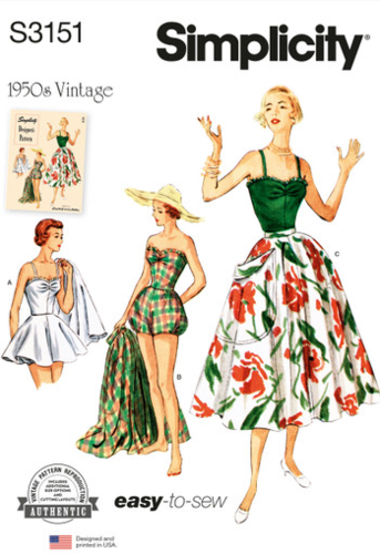 Simplicity Sewing Pattern 1950s Misses' One Piece Bathing Suit and ...