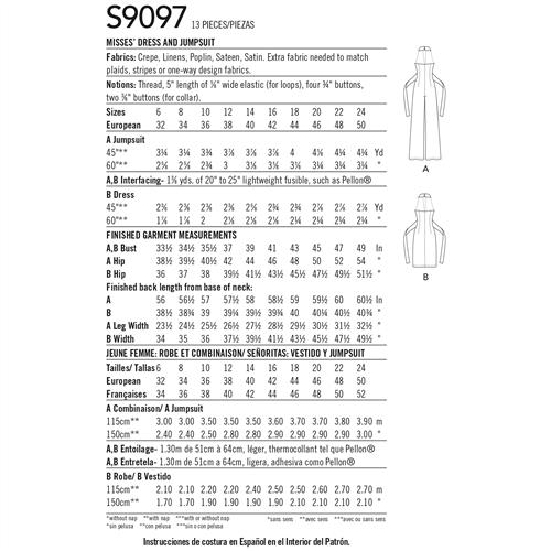 Simplicity Pattern 9097 Misses' Dress & Jumpsuit