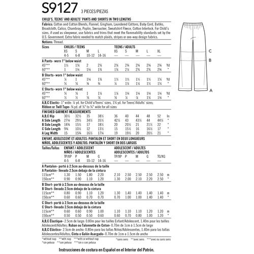 Simplicity Pattern 9127 Unisex Sleepwear