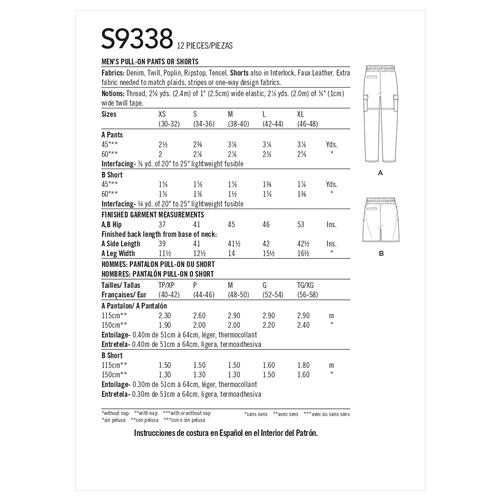 Simplicity Pattern 9338 Men's Pants Or Shorts