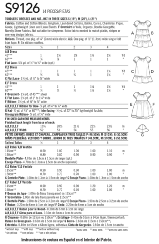 Simplicity Sewing Pattern Toddlers' Dresses