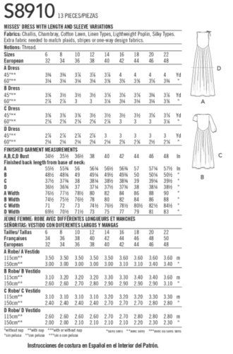 Simplicity Sewing Pattern Misses' Dress