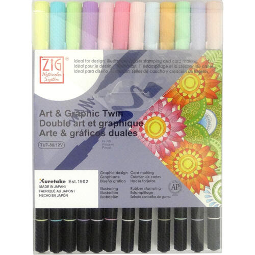 KURETAKE ZIG ART & GRAPHIC TWIN 12 COLOURS SET Pastel