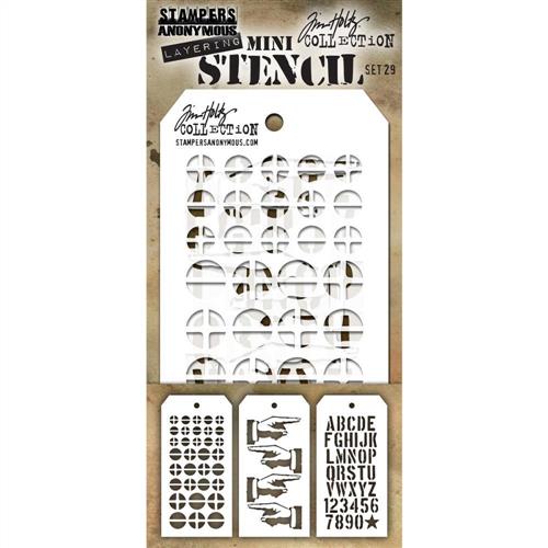 Stampers Anonymous Tim Holtz 3/pk Mini Layering Stencils - Set 29