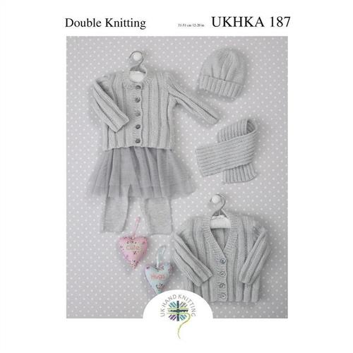 UKHKA Pattern 187 - Cardigans, Scarf and Hat