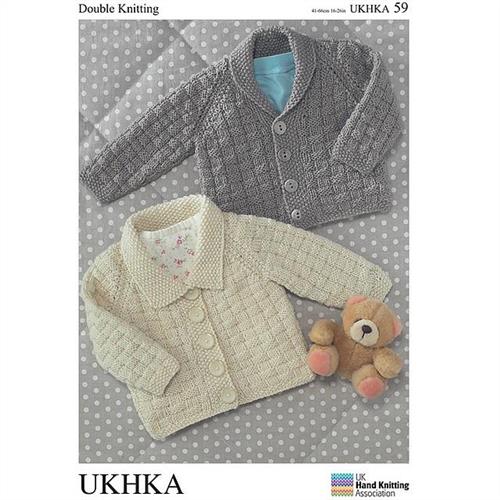 UKHKA Pattern 59 Cardigans in Double Knitting The Ribbon Rose
