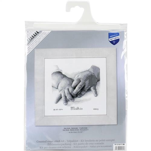 Vervaco  Baby Hands Birth Record On Aida Counted Cross Stitch Kit